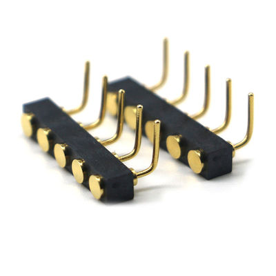 Right Angle Female Pin Connector Customized 5 Pin Pogo Connector 2.54mm Pitch