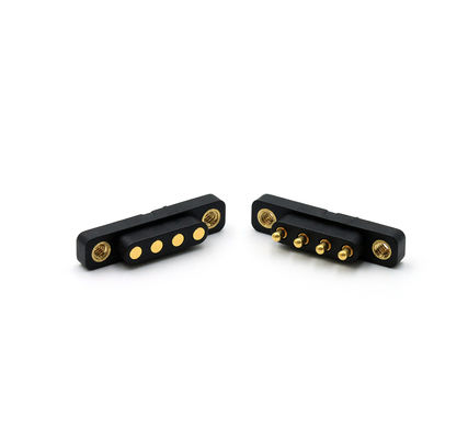 4 Pin Spring Loaded Electrical Connectors Male And Female Pogo Pins Connector With Screw Holes