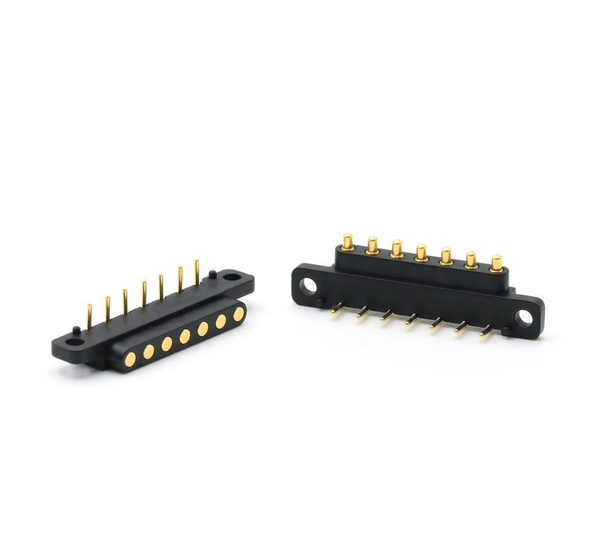 Right Angle Pogo Pins Connector 7pin Spring Loaded Connectors 12V For Charging Equipment